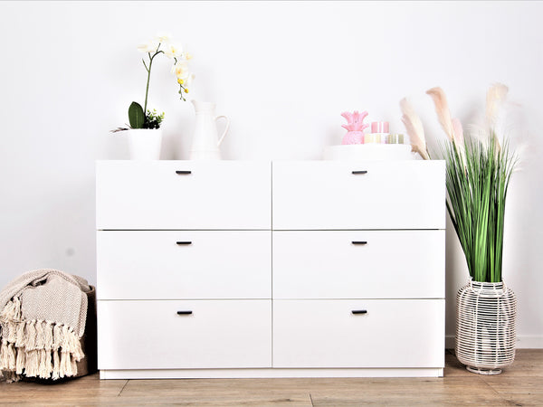 Hekla Low Boy 6 Drawer Chest Dresser - White