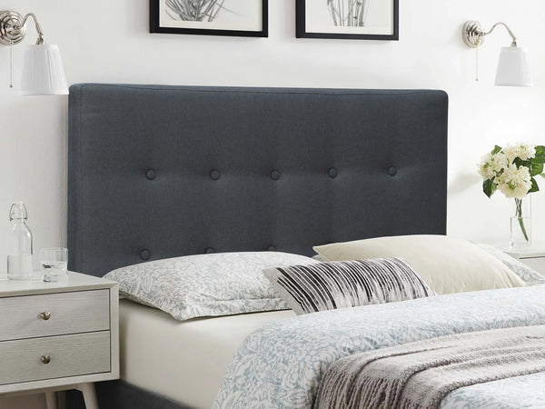 SUSAN KING SINGLE Fabric Upholstered Headboard - CHARCOAL