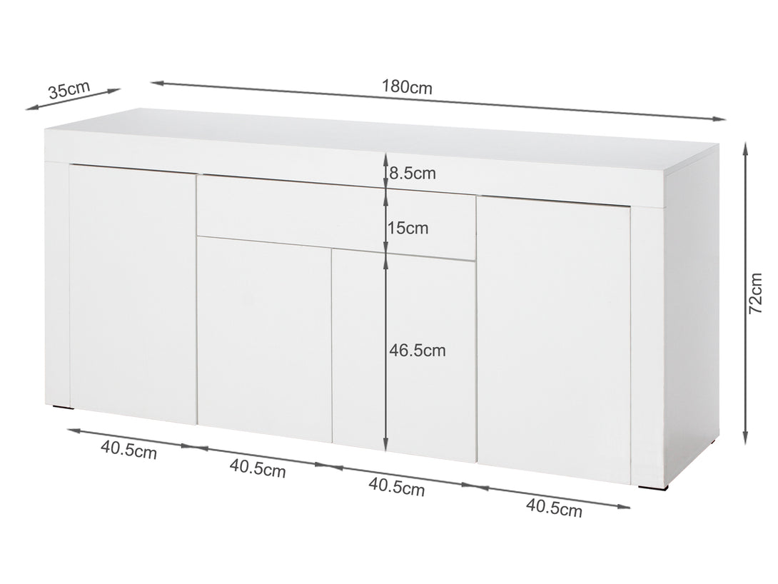 Guier High Gloss Sideboard Buffet Table - White