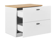 Hekla Wooden Bedside Table with 2 Drawers - White