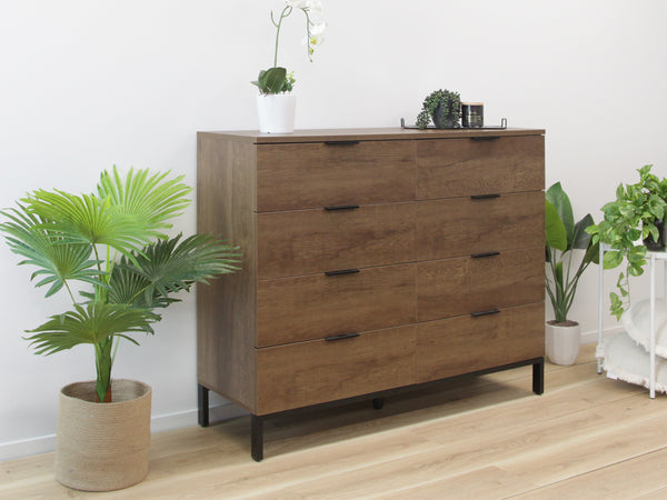 Ocala Low Boy 8 Drawer Chest Dresser - Walnut