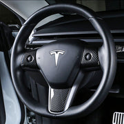 Steering Wheel Decorative Covers For Model 3/Y - Glossy Black