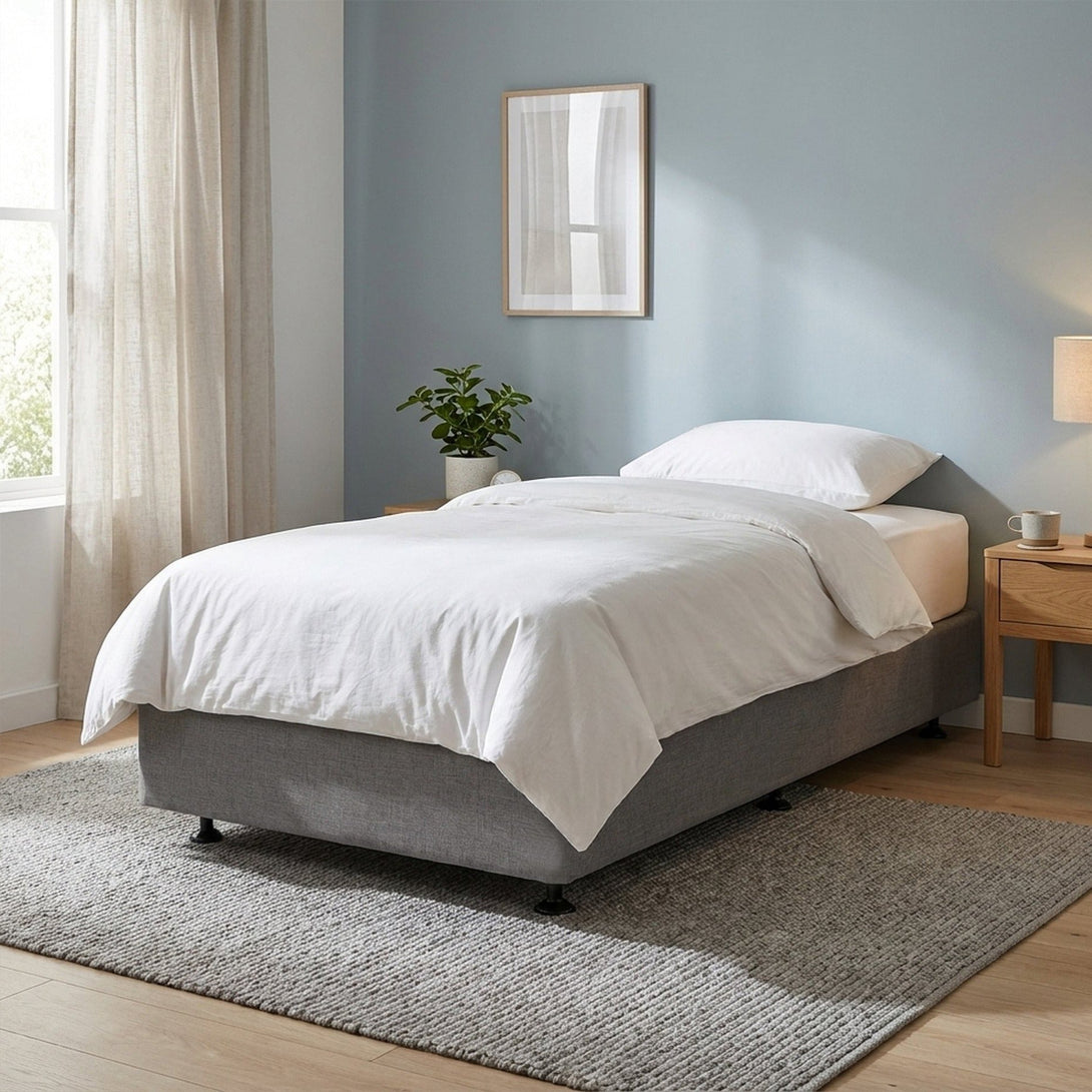 Vinson Fabric Single Bed Base - Grey