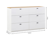 Hekla Low Boy 6 Drawer Chest Dresser - White