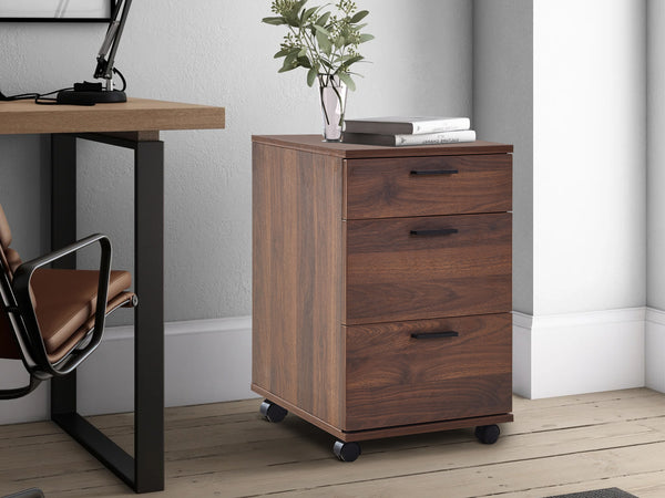 Nakia 3 Drawer Filing Cabinet - Walnut