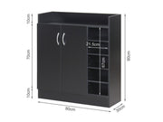 Maui 2 Door Shoe Cabinet Storage - Black