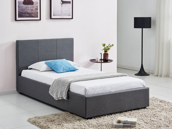 SHASTA Fabric Slat Bed with Headboard - SINGLE
