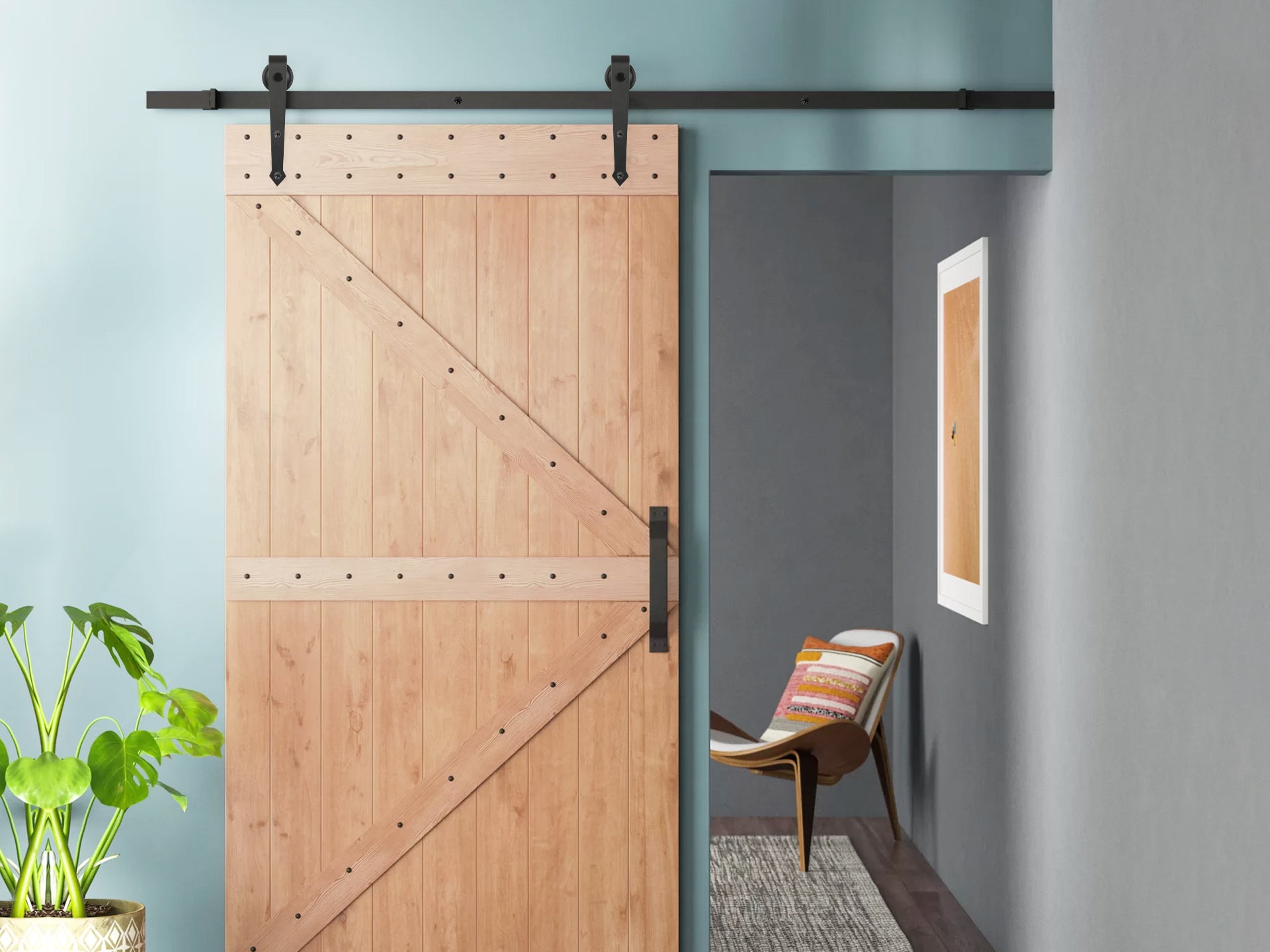 1.83m Arrow Sliding Barn Door Hardware System Homemart