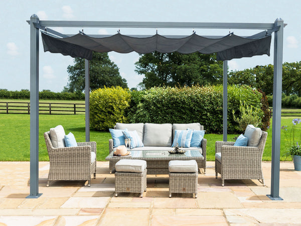 ToughOut Aluminium Pergola with Retractable Canopy 4x3M