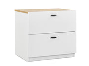 Hekla Wooden Bedside Table with 2 Drawers - White