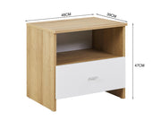 MAKALU Wooden Bedside Table Nightstand with 1 Drawer - OAK