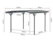 Patio Carport Canopy 3.62 x 3 x 2.2M