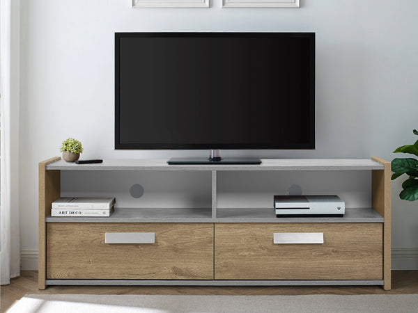 TOMMIE 1.4M Entertainment Unit - CEMENT + OAK