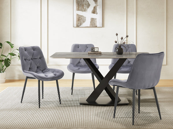 Dallas Dining Chair - Set of 4 - Dark Grey + Black