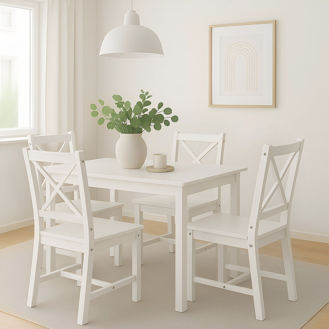 Chloe 5 Piece Dining Set - White 