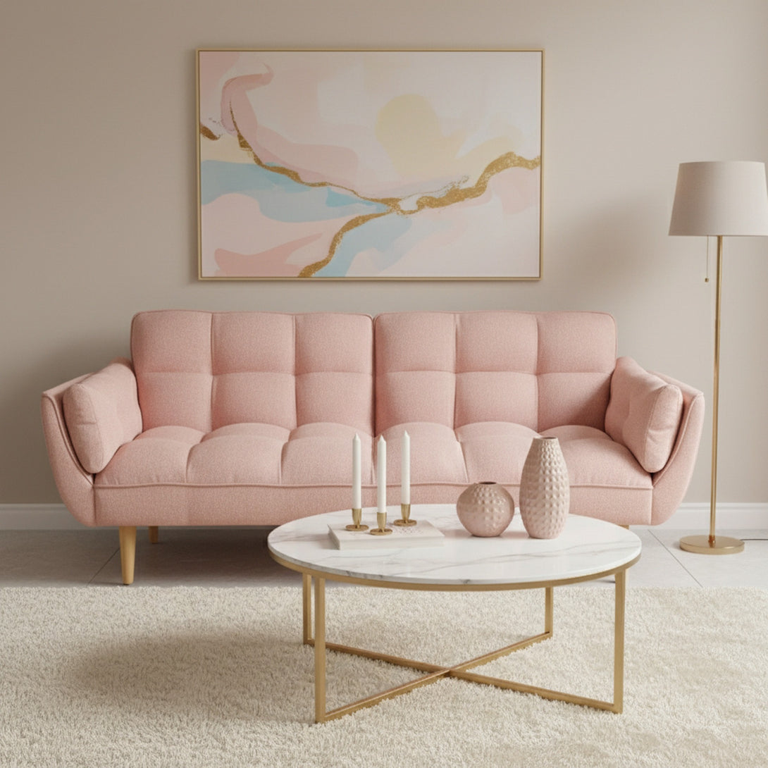 Dover 3 Seater Sofa Bed - Pink