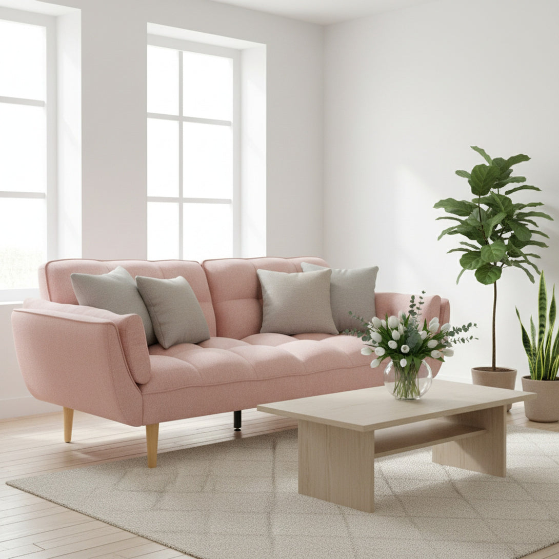 Dover 3 Seater Sofa Bed - Pink