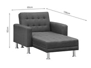 Colorado Sofa Bed Futon with Chaise - Dark Grey