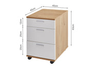 Nakia 3 Drawer Filing Cabinet - Oak+White