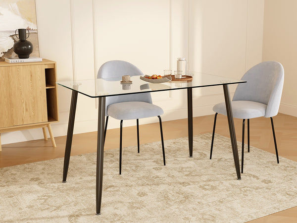 Eliot Tempered Glass Top Dining Table 120 x 70cm - Black