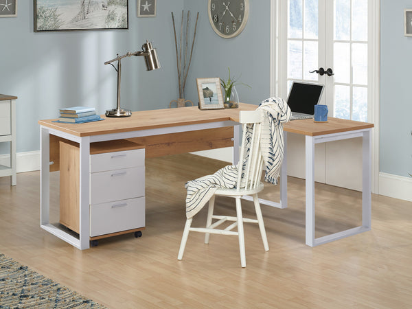 Nakia Computer Corner Desk with Filing Cabinet - Oak