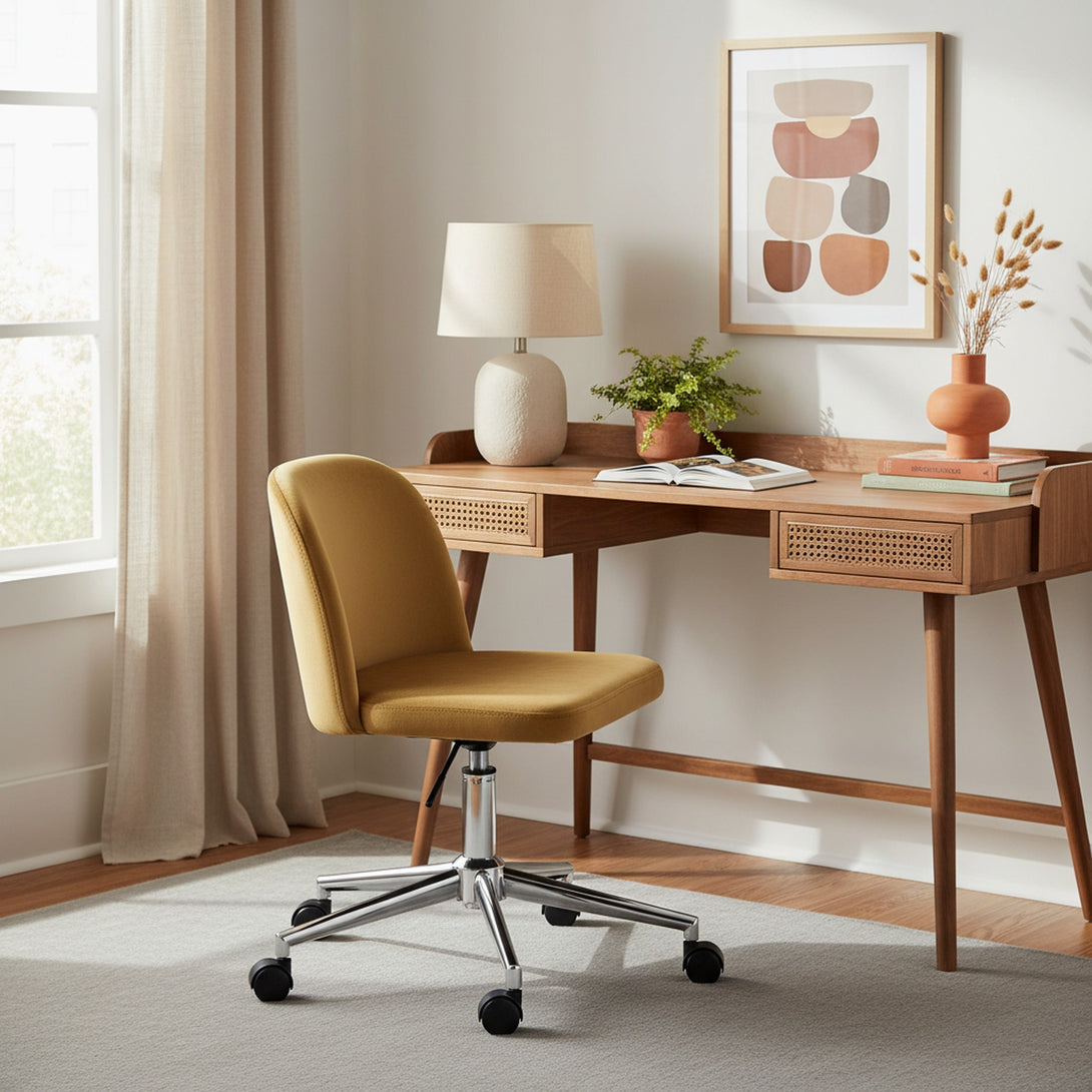 Jones Velvet Office Chair - Ochre