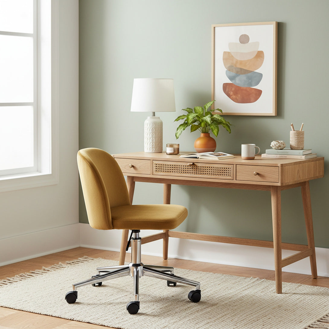 Jones Velvet Office Chair - Ochre