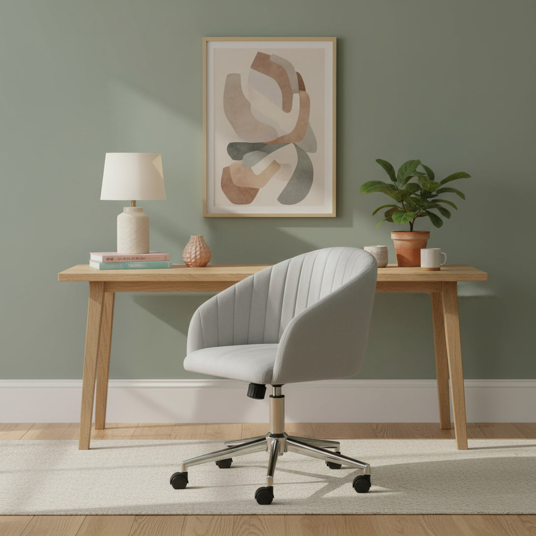 Morgan Velvet Office Chair - Light Grey