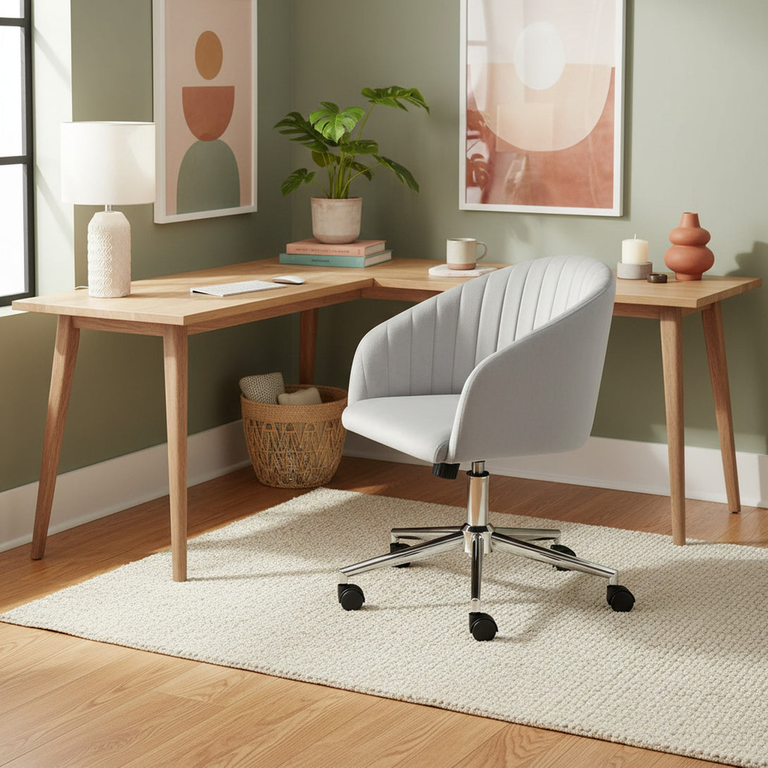 Morgan Velvet Office Chair - Light Grey