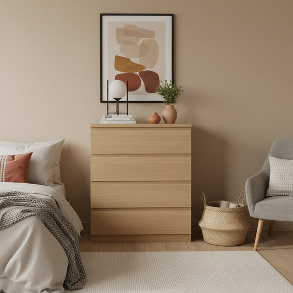 TONGASS 4 Drawer Tallboy - OAK 