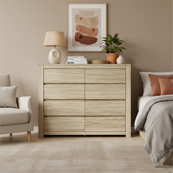 Borneo 8 Drawers Lowboy - Oak
