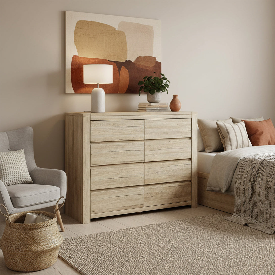 Borneo 8 Drawers Lowboy - Oak