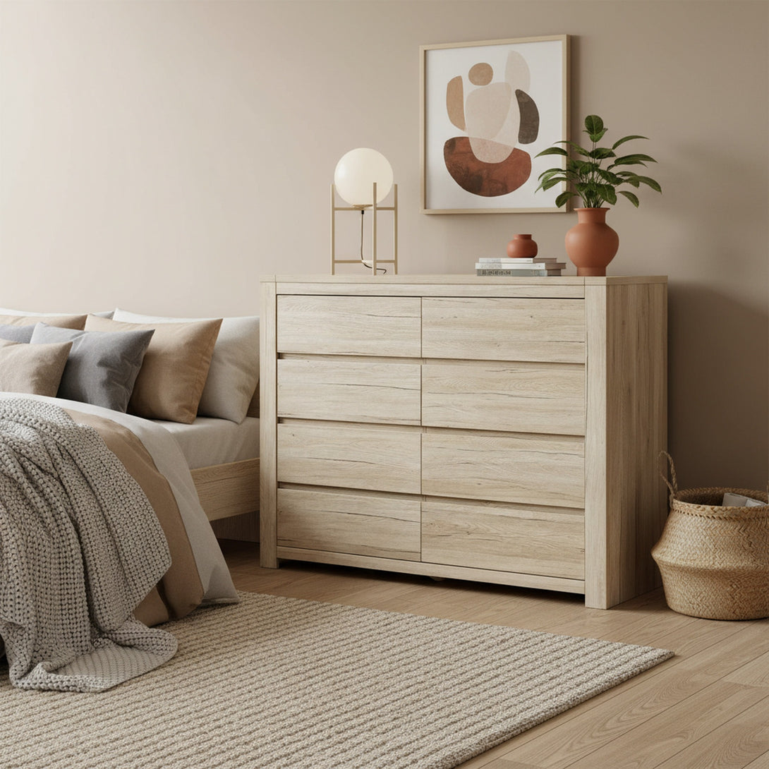 Borneo 8 Drawers Lowboy - Oak