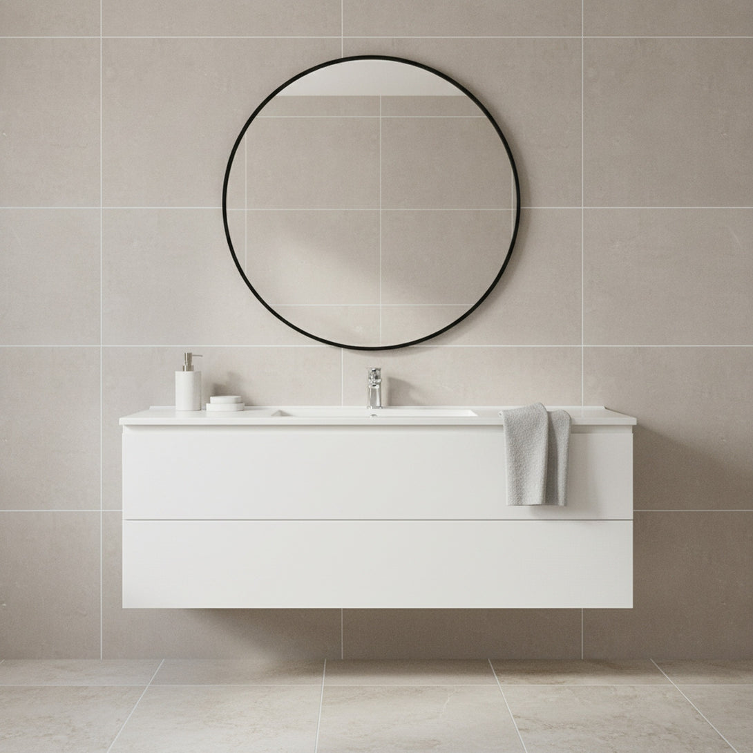 Aura Round Metal Framed Wall Mirror 60cm - Black