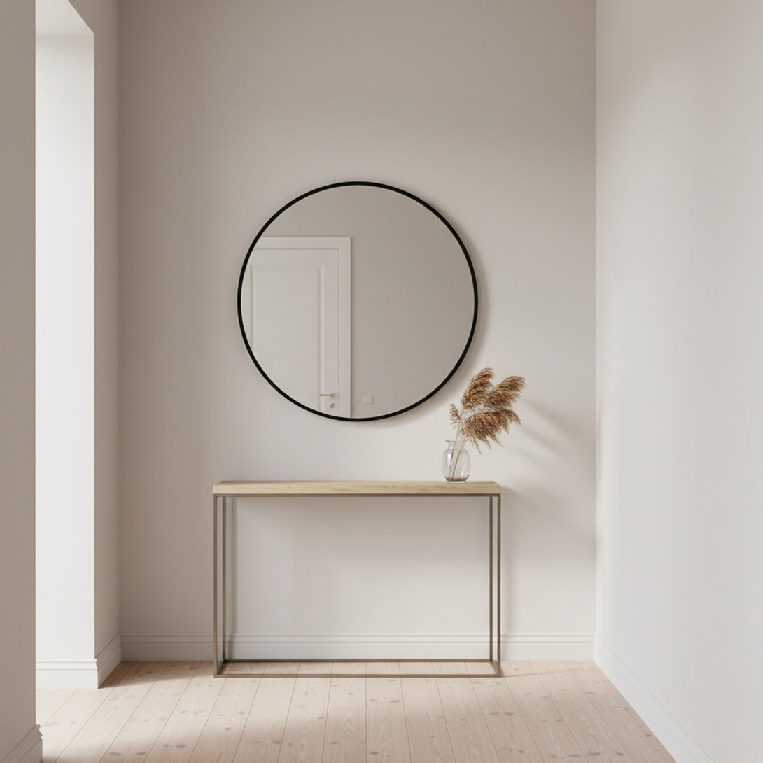 Aura Round Metal Framed Wall Mirror 60cm - Black