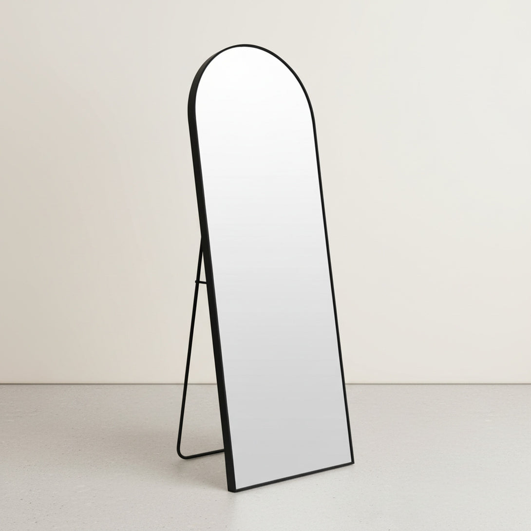 Stella Arched Freestanding Metal Mirror - Black
