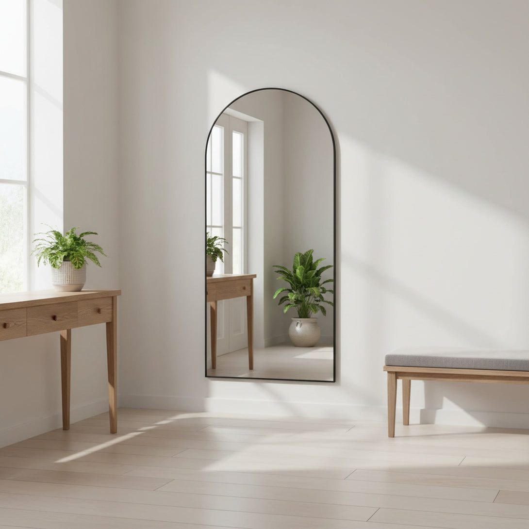 Archie Metal Arched Full Length Mirror - Black