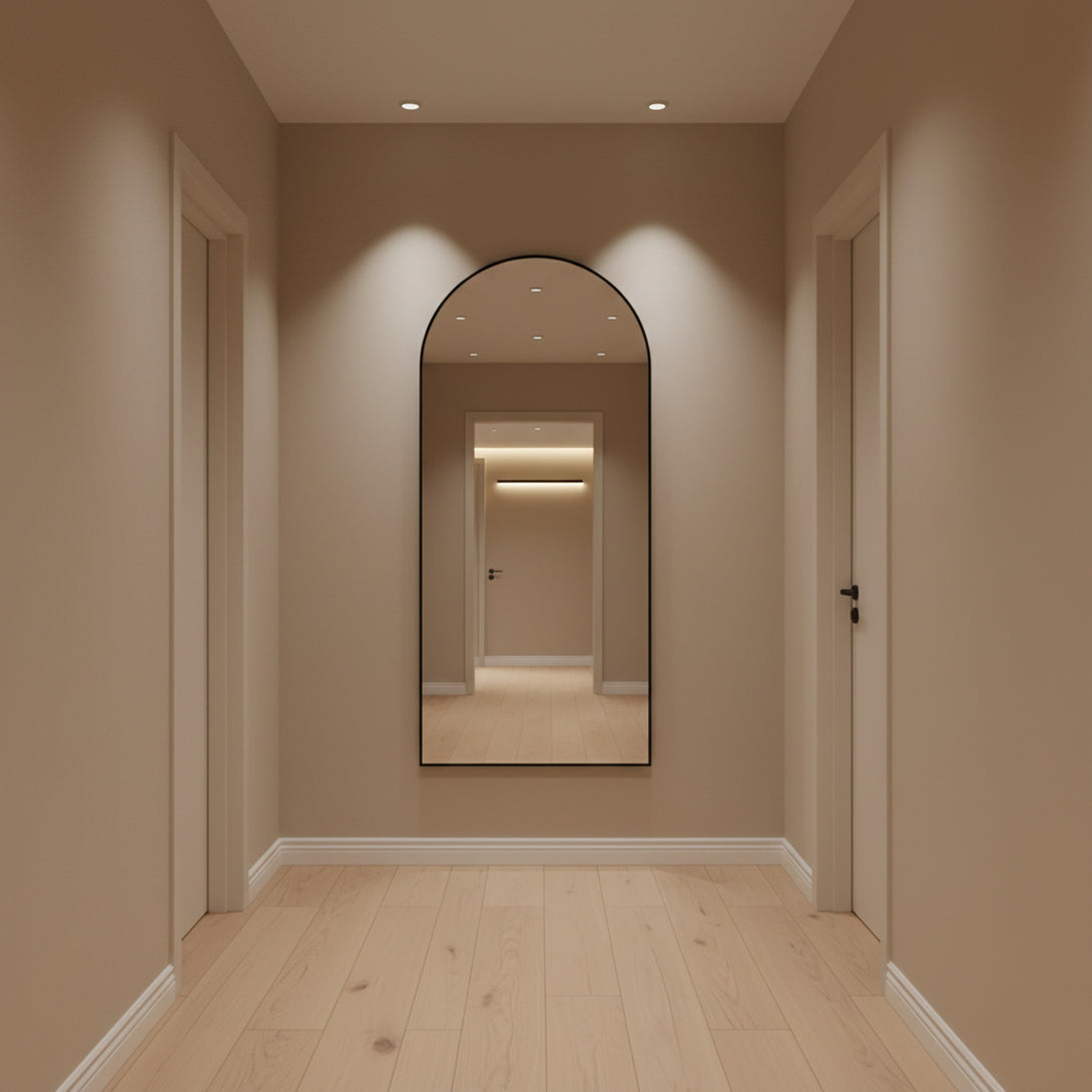 Archie Metal Arched Full Length Mirror - Black