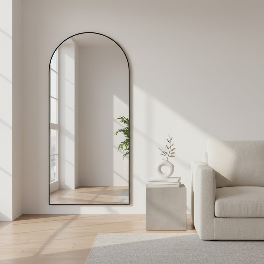 Archie Metal Arched Full Length Mirror - Black