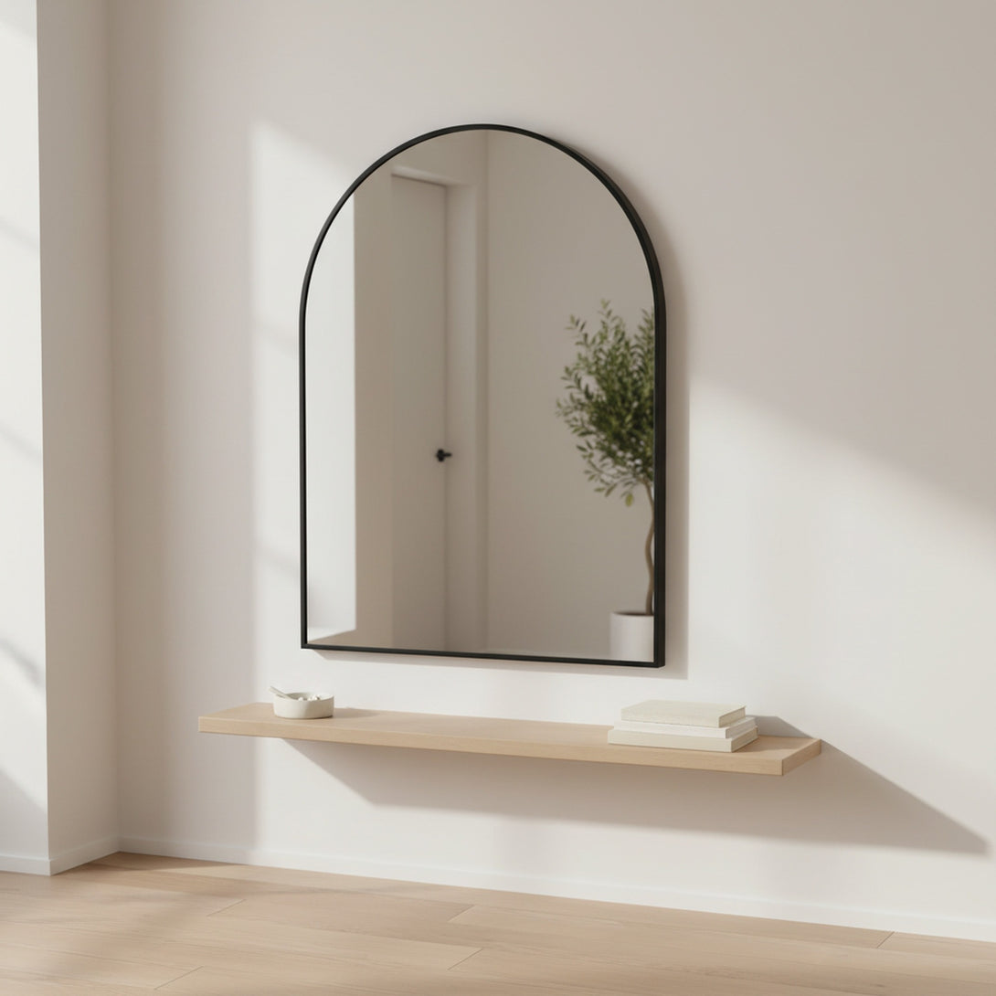 Vera Arch Aluminium Wall Mirror - Black