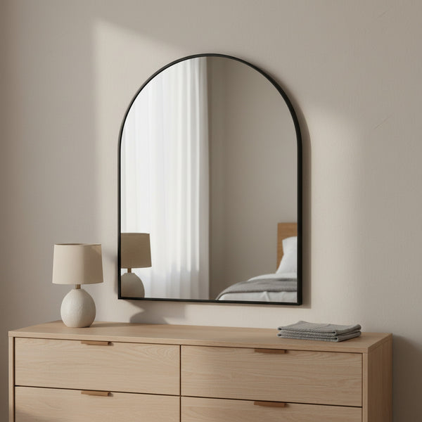 Vera Arch Aluminium Wall Mirror - Black
