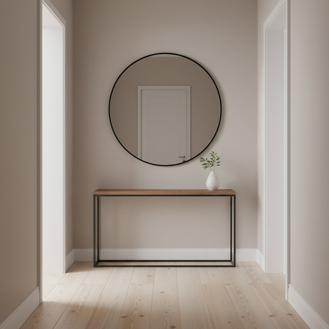 Nova Round Metal Framed Wall Mirror 90cm - Black