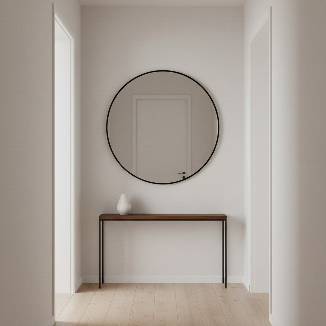 Nova Round Metal Framed Wall Mirror 90cm - Black