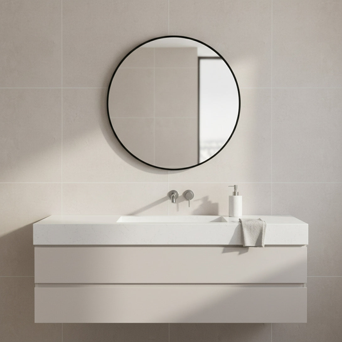 Nova Round Metal Framed Wall Mirror 60cm - Black