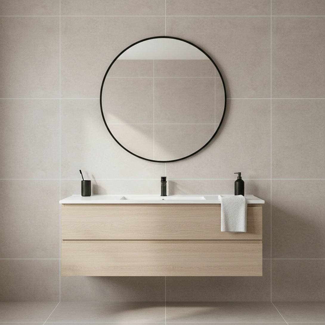 Nova Round Metal Framed Wall Mirror 60cm - Black