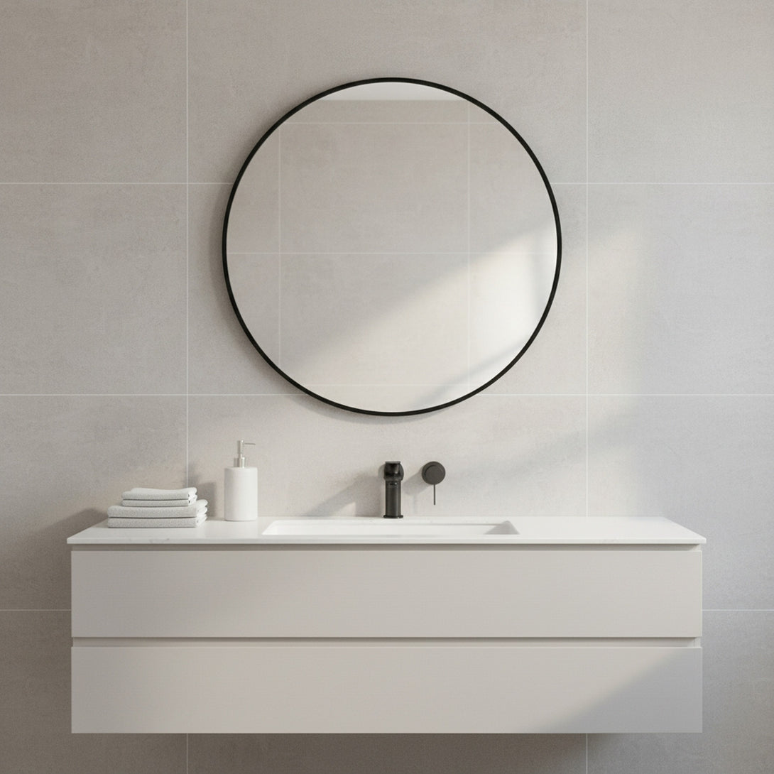 Nova Round Metal Framed Wall Mirror 60cm - Black