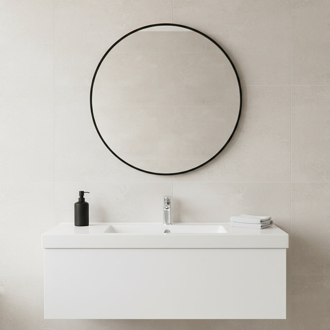 Nova Round Metal Framed Wall Mirror 60cm - Black
