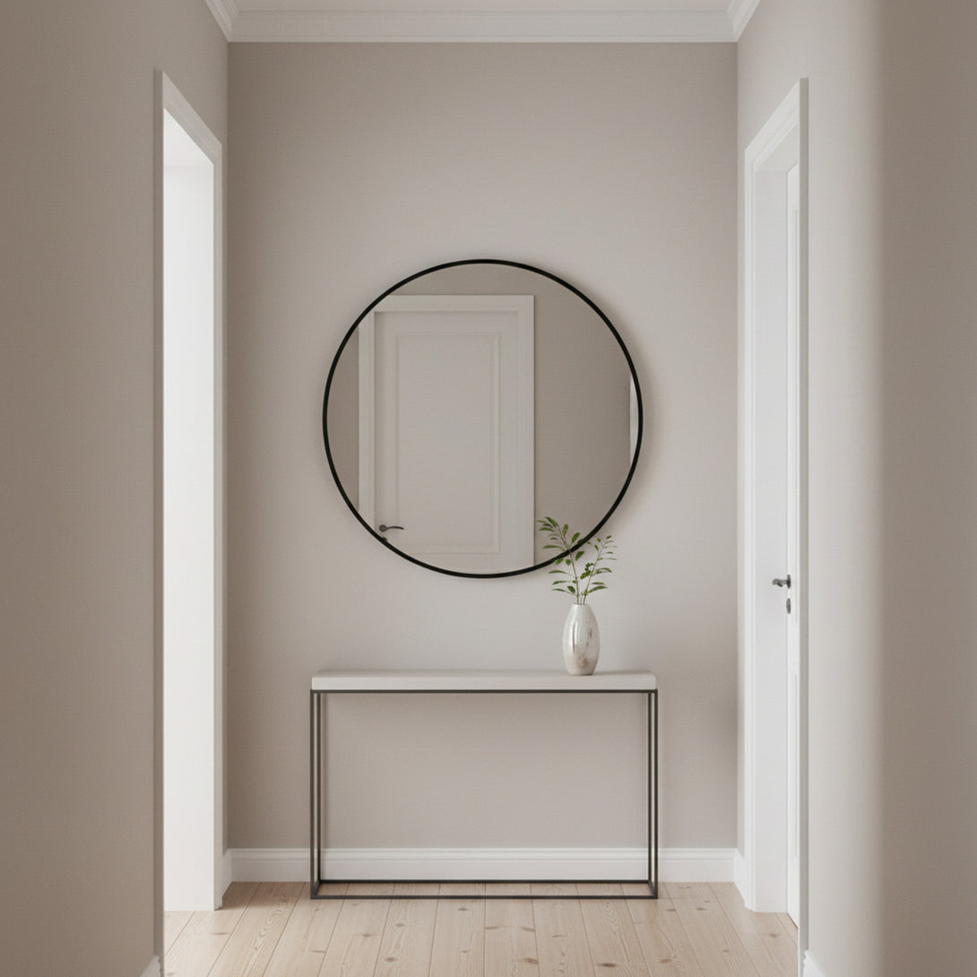 Nova Round Metal Framed Wall Mirror 60cm - Black