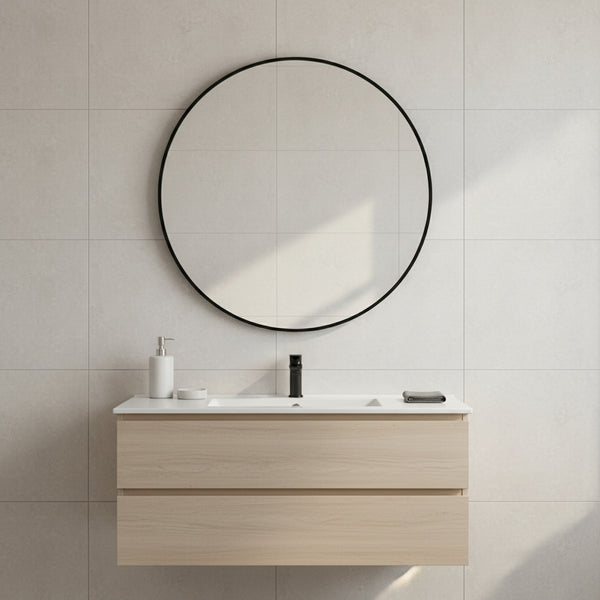 Nova Round Metal Framed Wall Mirror 70cm - Black