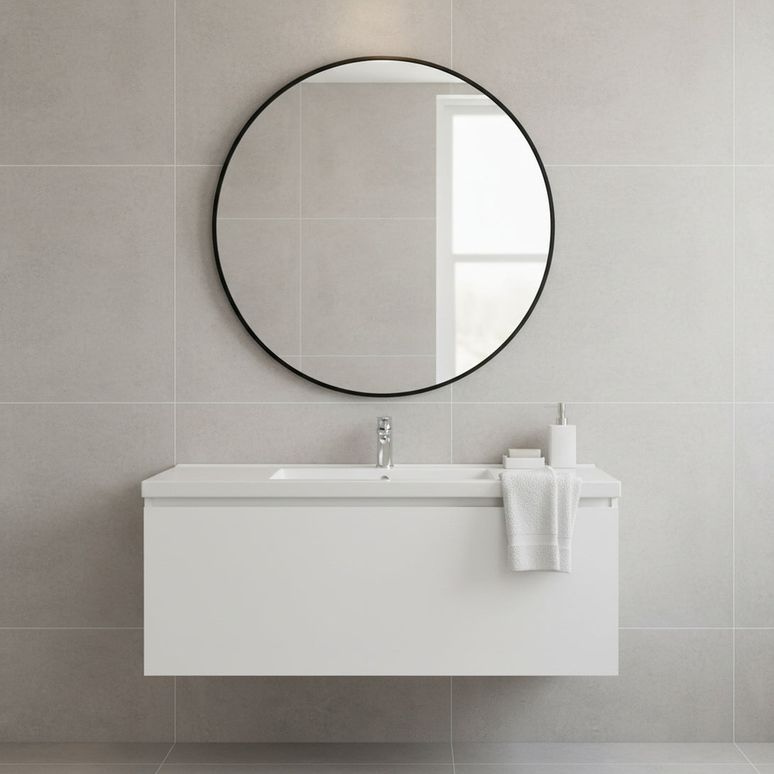 Nova Round Metal Framed Wall Mirror 70cm - Black